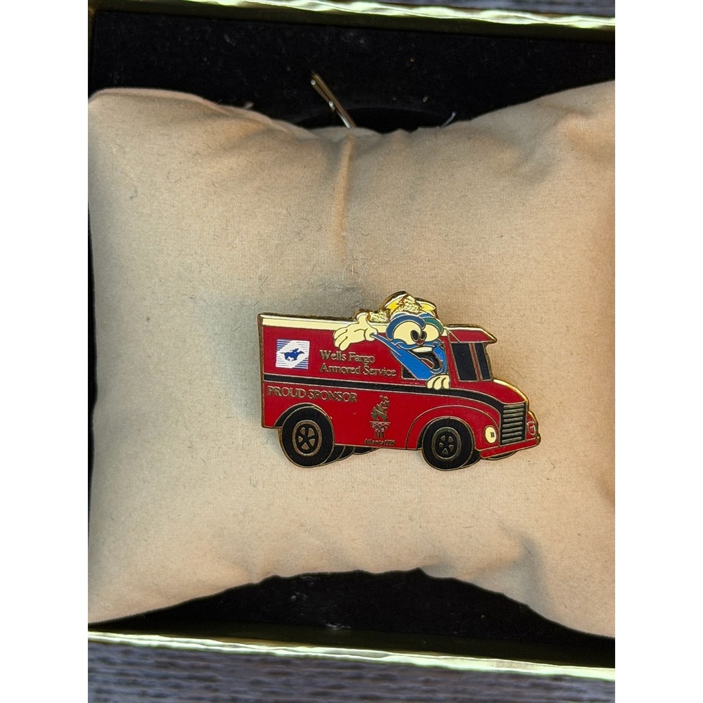 Vintage 1996 Atlanta Olympics Izzy Wells Fargo Armored Service Truck Enamel Pin